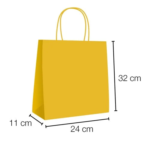 Bolsas de papel kraft con asa rizada - 24 x 32 x 11 cm /
