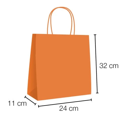 Bolsas de papel kraft con asa rizada - 24 x 32 x 11 cm /