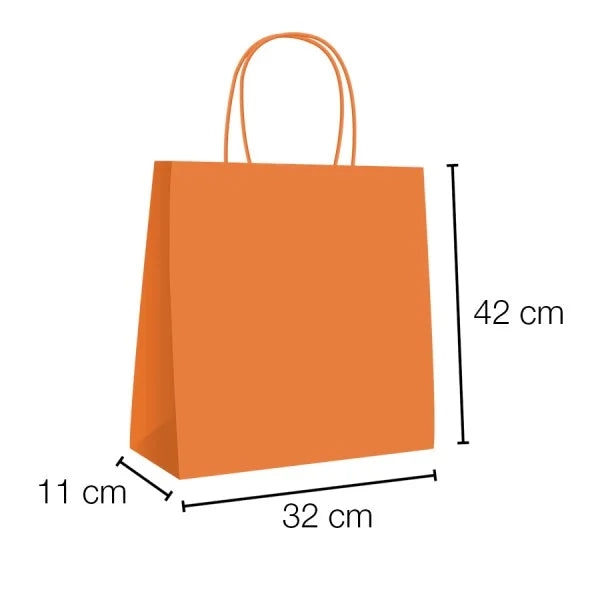 Bolsas de papel kraft con asa rizada - 32 x 42 x 11 cm /