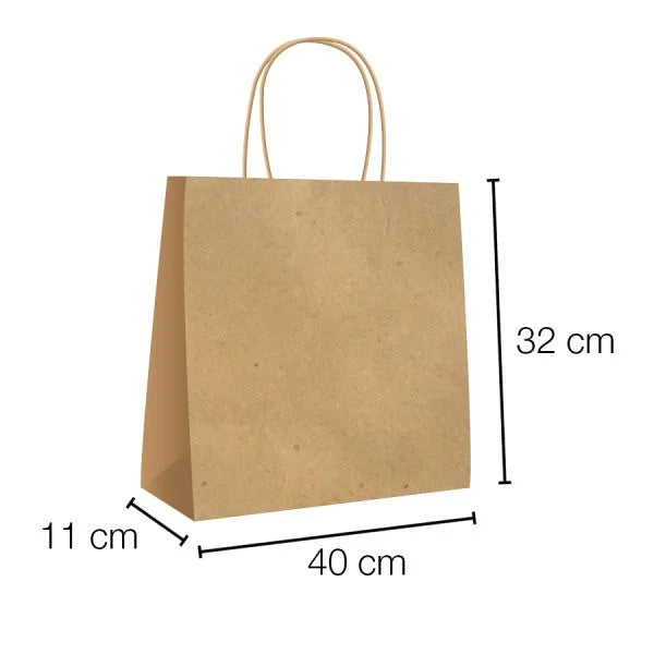 Bolsas de papel kraft con asa rizada - 40 x 11 x 32 cm /