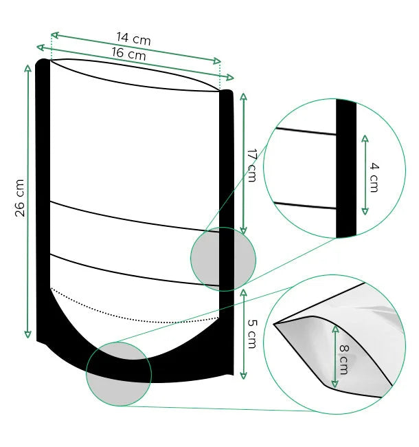 Bolsas de Papel Kraft Doypack blanca con ventana - DonBolsas