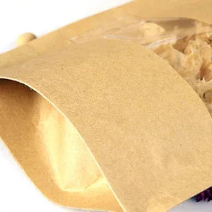 Bolsas de Papel Kraft Doypack marrón con ventana - DonBolsas