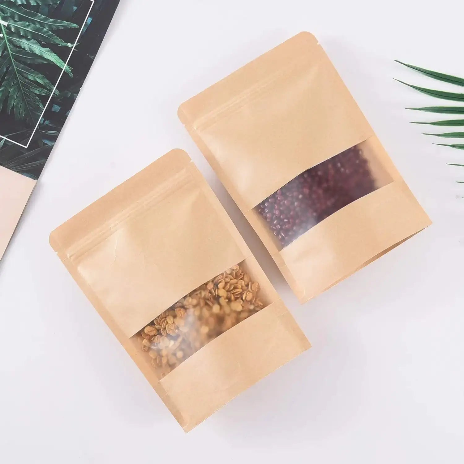 Bolsas de Papel Kraft Doypack marrón con ventana - DonBolsas