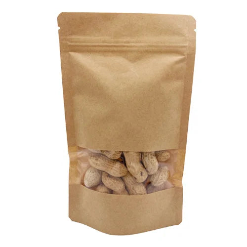 Bolsas de Papel Kraft Doypack marrón con ventana - DonBolsas