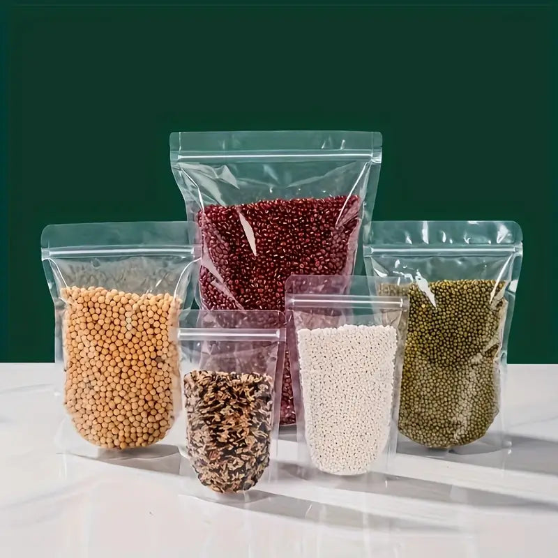 Bolsas de plástico con autocierre y base modelo DOYPACK | Polietileno + PET
