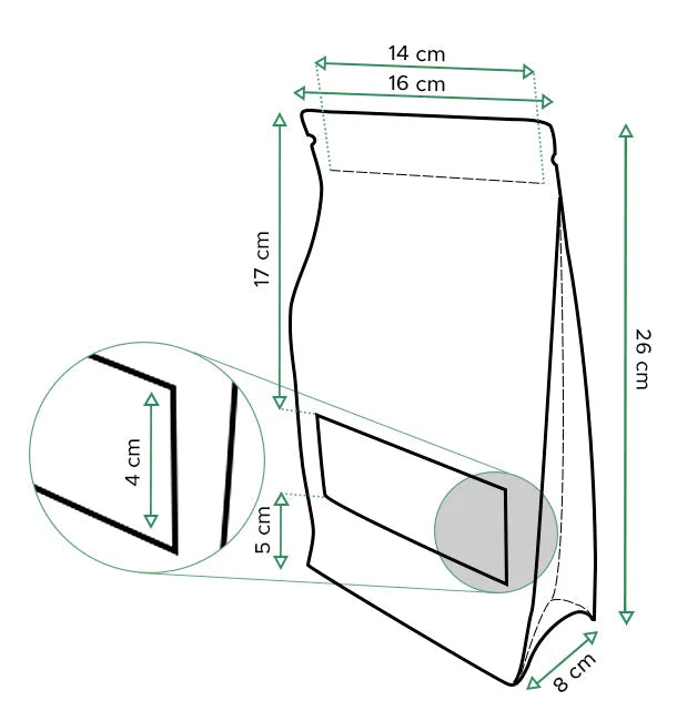 Bolsas de Papel Kraft base rectangular ventana y cierre hermético - DonBolsas