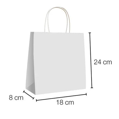 Bolsas de papel kraft con asa rizada - 18 x 24 x 8 cm /